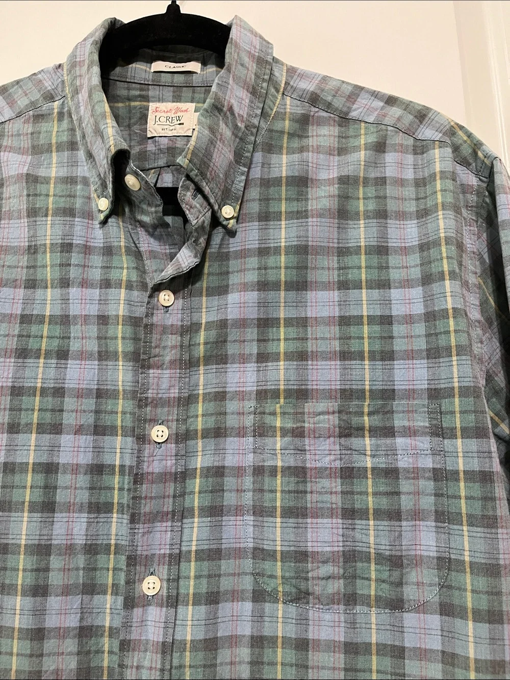 J. Crew Men's Secret Wash Cotton Poplin Shirt Sz Large